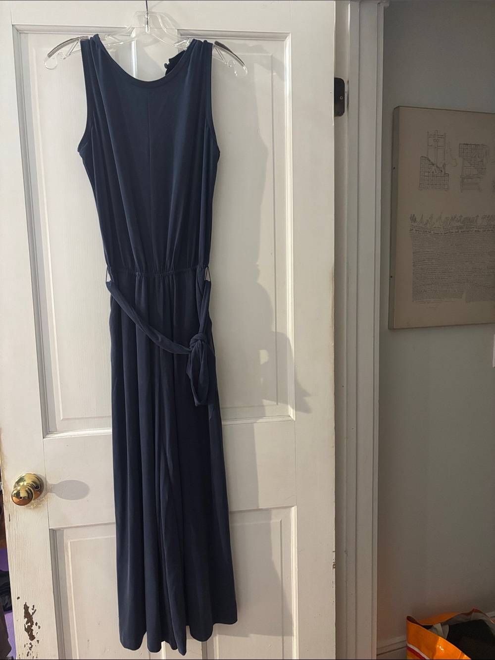 Banana Republic Dark Navy Sleeveless Tie-Waist Jumpsuit